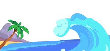 Une vague de la mer et une palme