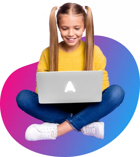 A girl sitting with laptop