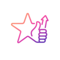 Icon of star with like